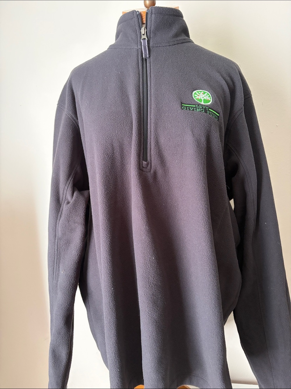 Lands' End Black Half-Zip Fleece with Green Logo